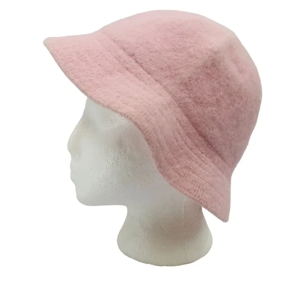 DAVID & YOUNG Vintage Bell-2 Bucket Hat 90% Angora Fur Cap Pink